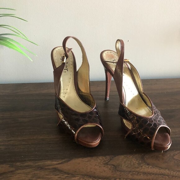 Tyler brown  leather heels 6 Size - Picture 5 of 10